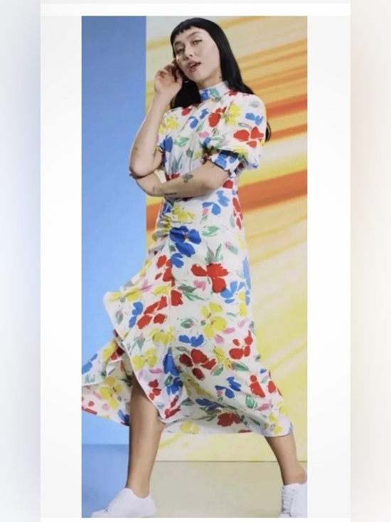 RIXO Dresses & Skirts - Rixo x Target Women’s Floral Mock Neck Cascade Ruffle Dress Size 10 NWT